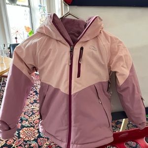 NWOT LL Bean Kids' Waterproof Patroller Ski Jacket, pink/purple. Unworn.  Sz 5-6